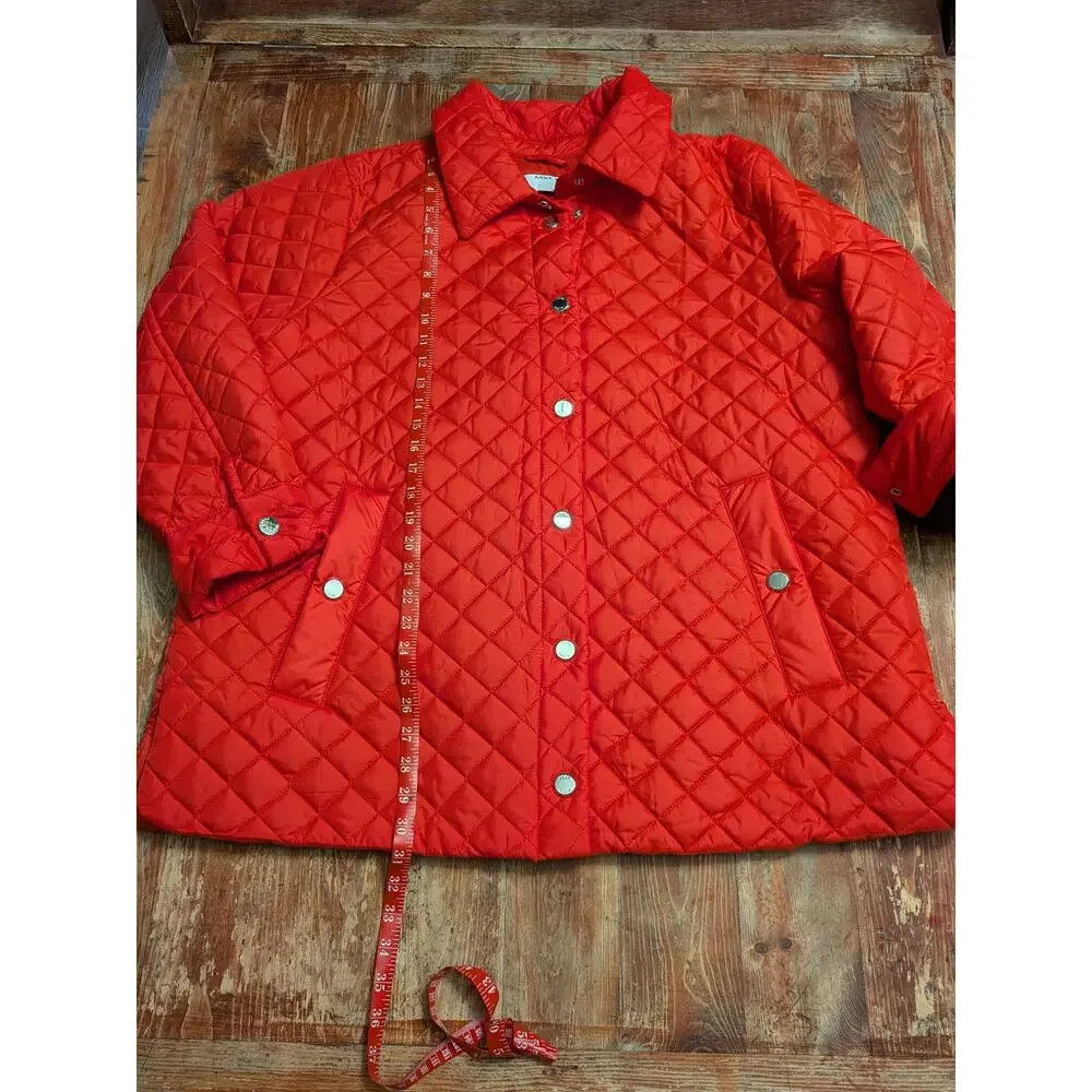 Anne Klein Ladies Midweight Quilted Jacket Metal Snap Front Closure
